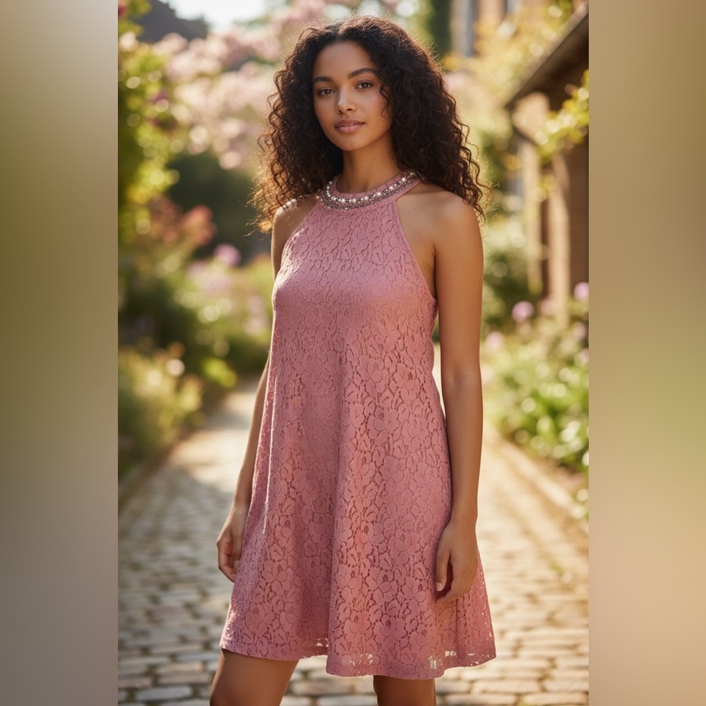 Candie's Lace Halter Mini Dress